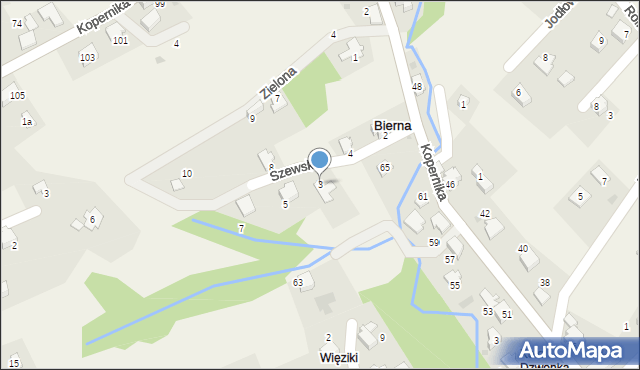 Bierna, Szewska, 3, mapa Bierna