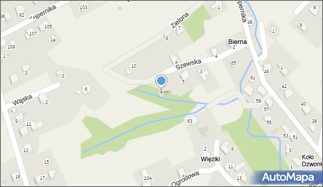 Bierna, Szewska, 7, mapa Bierna