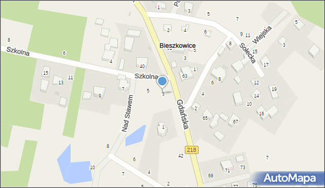 Bieszkowice, Szkolna, 3, mapa Bieszkowice