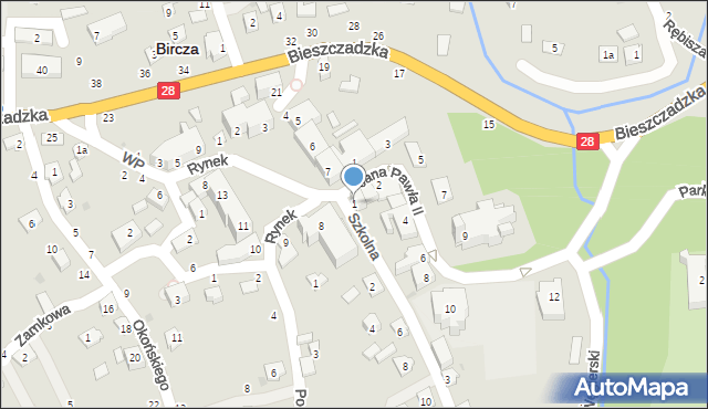 Bircza, Szkolna, 1, mapa Bircza