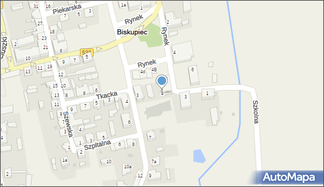 Biskupiec, Szkolna, 4, mapa Biskupiec