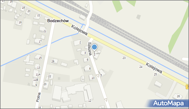 Bodzechów, Szkolna, 1, mapa Bodzechów