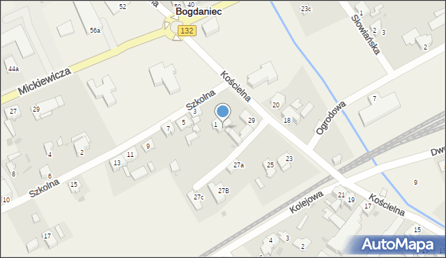 Bogdaniec, Szkolna, 1A, mapa Bogdaniec