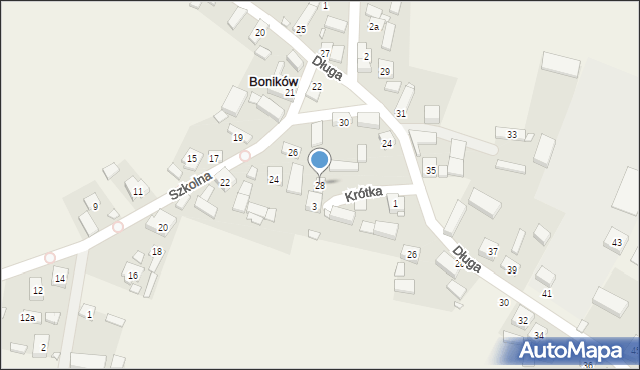 Boników, Szkolna, 28, mapa Boników