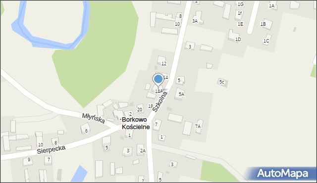 Borkowo Kościelne, Szkolna, 14A, mapa Borkowo Kościelne