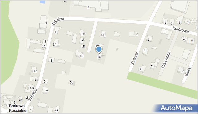 Borkowo Kościelne, Szkolna, 1C, mapa Borkowo Kościelne