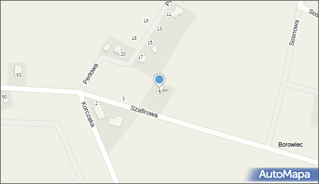 Borowiec, Szafirowa, 5, mapa Borowiec