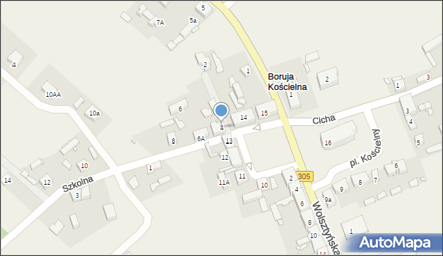 Boruja Kościelna, Szkolna, 4, mapa Boruja Kościelna