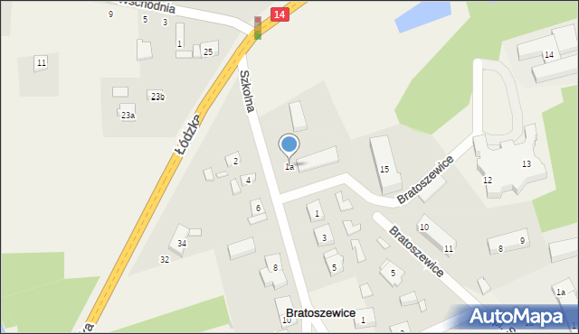 Bratoszewice, Szkolna, 1a, mapa Bratoszewice