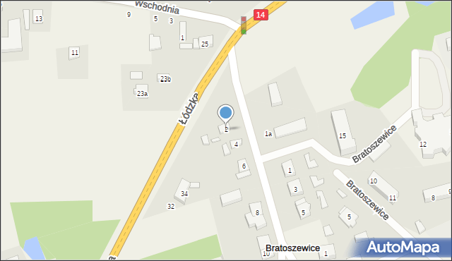 Bratoszewice, Szkolna, 2, mapa Bratoszewice