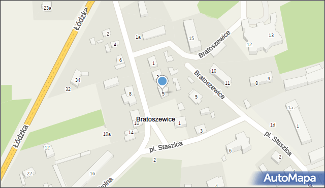 Bratoszewice, Szkolna, 5, mapa Bratoszewice