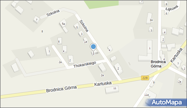 Brodnica Górna, Szkolna, 1, mapa Brodnica Górna