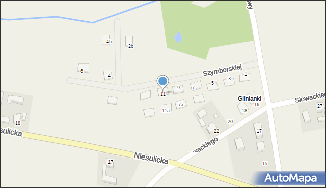 Brzezie k. Sulechowa, Szymborskiej Wisławy, 11, mapa Brzezie k. Sulechowa