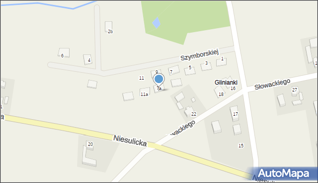 Brzezie k. Sulechowa, Szymborskiej Wisławy, 9a, mapa Brzezie k. Sulechowa