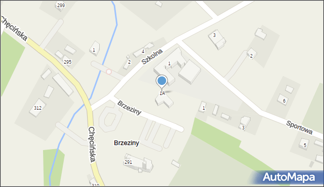 Brzeziny, Szkolna, 1A, mapa Brzeziny