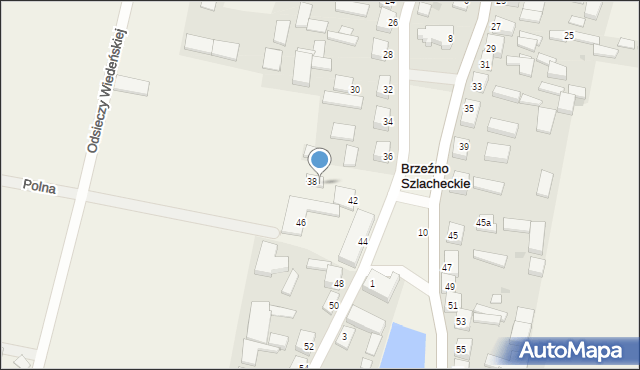 Brzeźno Szlacheckie, Szlachecka, 40, mapa Brzeźno Szlacheckie