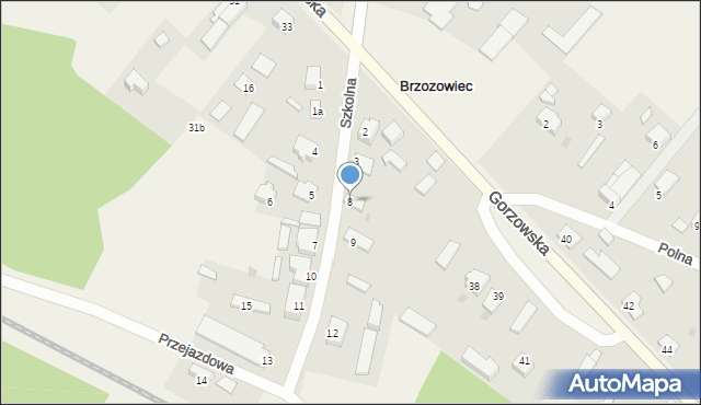 Brzozowiec, Szkolna, 8, mapa Brzozowiec