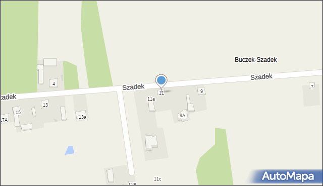 Buczek, Szadek, 11, mapa Buczek