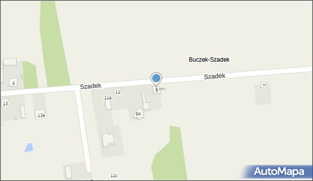 Buczek, Szadek, 9, mapa Buczek