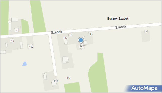 Buczek, Szadek, 9A, mapa Buczek