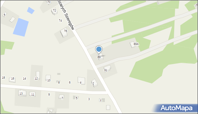 Budy Zosine, Szarych Szeregów, 89, mapa Budy Zosine