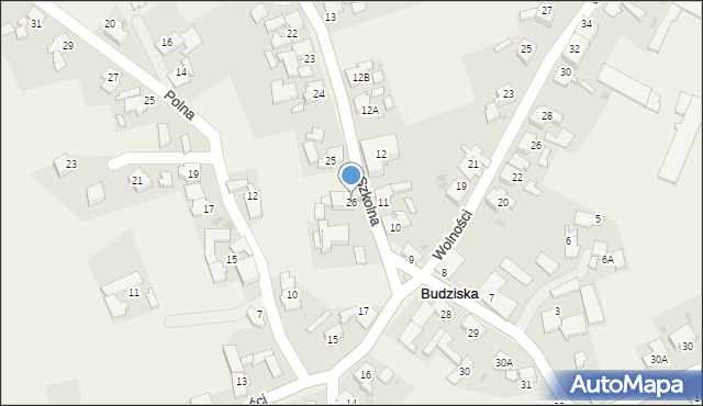 Budziska, Szkolna, 26, mapa Budziska