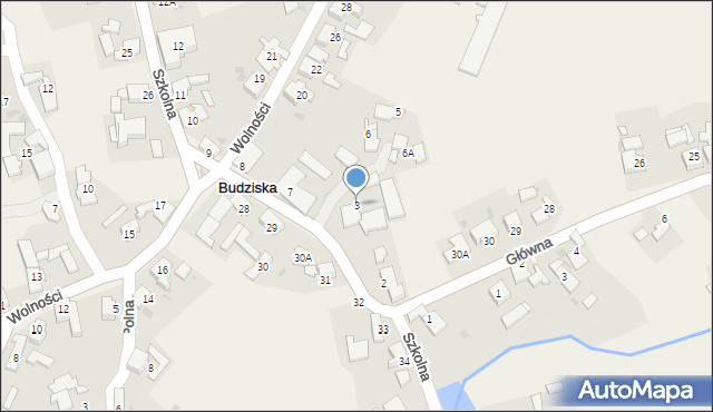 Budziska, Szkolna, 3, mapa Budziska