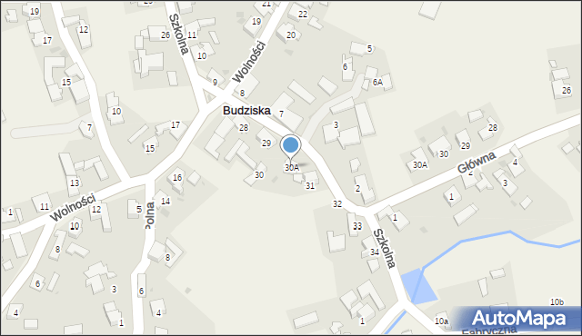 Budziska, Szkolna, 30A, mapa Budziska