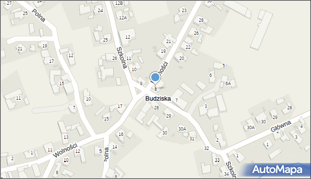 Budziska, Szkolna, 8, mapa Budziska