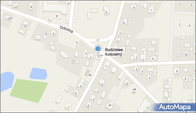 Budzisław Kościelny, Szkolna, 1, mapa Budzisław Kościelny