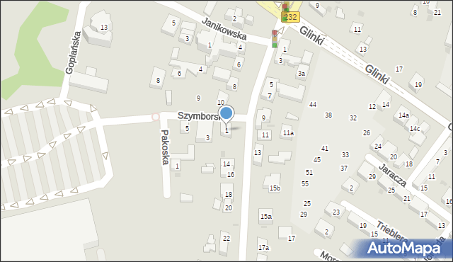 Bydgoszcz, Szymborska, 1, mapa Bydgoszczy