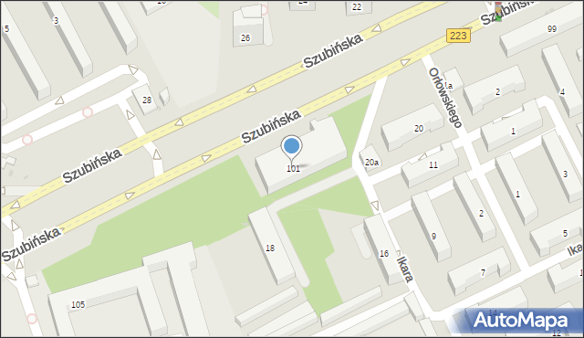 Bydgoszcz, Szubińska, 101, mapa Bydgoszczy