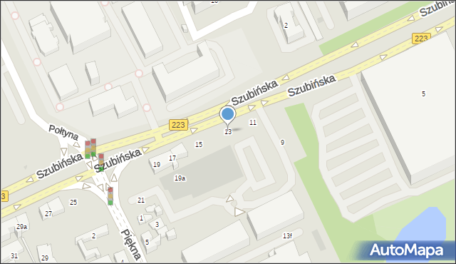 Bydgoszcz, Szubińska, 13, mapa Bydgoszczy