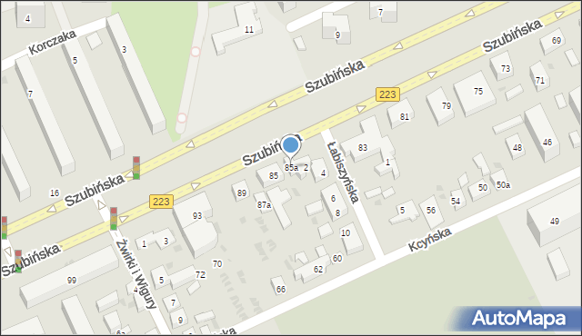 Bydgoszcz, Szubińska, 85a, mapa Bydgoszczy
