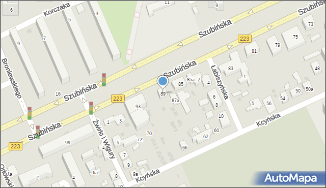 Bydgoszcz, Szubińska, 89, mapa Bydgoszczy