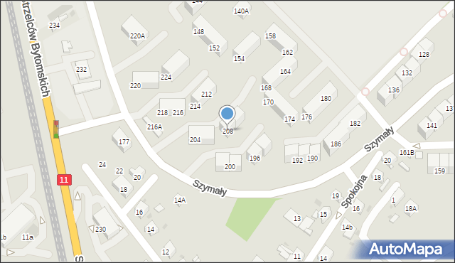 Bytom, Szymały, 208, mapa Bytomia