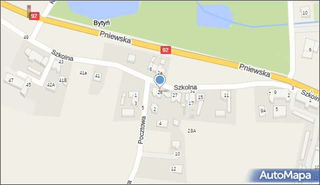 Bytyń, Szkolna, 28, mapa Bytyń