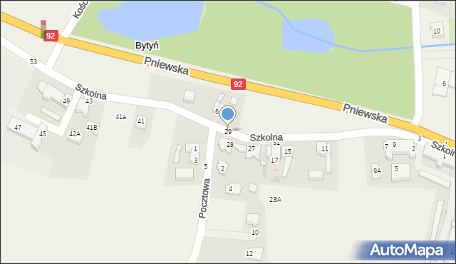 Bytyń, Szkolna, 29, mapa Bytyń