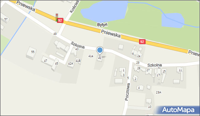 Bytyń, Szkolna, 41, mapa Bytyń