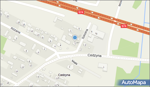 Cedzyna, Szkolna, 1, mapa Cedzyna