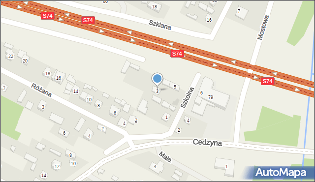 Cedzyna, Szkolna, 3, mapa Cedzyna