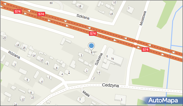 Cedzyna, Szkolna, 5, mapa Cedzyna