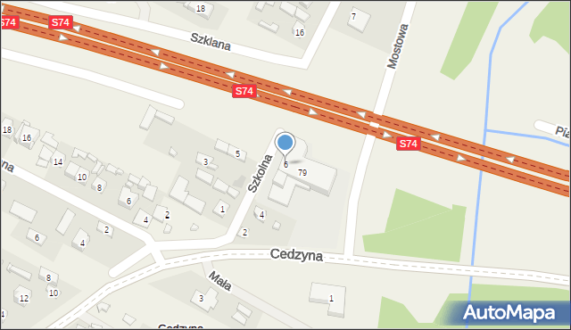 Cedzyna, Szkolna, 6, mapa Cedzyna