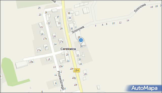 Cerekwica, Szamotulska, 26, mapa Cerekwica