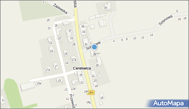 Cerekwica, Szamotulska, 28, mapa Cerekwica
