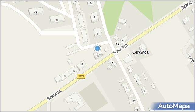 Cerkwica, Szkolna, 10, mapa Cerkwica