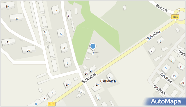 Cerkwica, Szkolna, 2, mapa Cerkwica