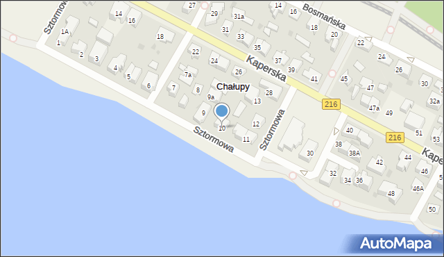 Chałupy, Sztormowa, 10, mapa Chałupy