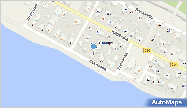 Chałupy, Sztormowa, 9, mapa Chałupy