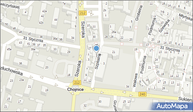 Chojnice, Szpitalna, 2, mapa Chojnic